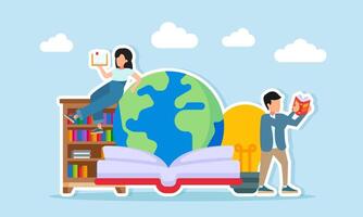 Reading and learning illustration vector