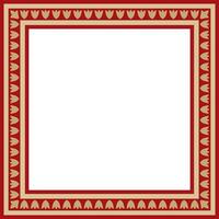 gold with red square Turkish national ornament. Ottoman border, frame. Ethnic floral rectangle, Seljuk Turks pattern. Decor Sultan's palaces. vector
