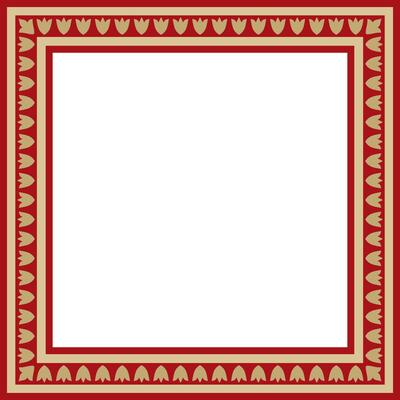 gold with red square Turkish national ornament. Ottoman border, frame. Ethnic floral rectangle, Seljuk Turks pattern. Decor Sultan's palaces.