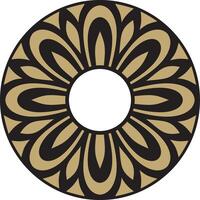 Classic Greek black with gold round ornament. pattern, circle of ancient Hellenes. European border ring vector