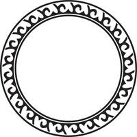 black monochrome round Kazakh national ornament. Ethnic pattern of the peoples of the Great Steppe, Mongols, Kyrgyz, Kalmyks, Buryats.circle, frame border vector