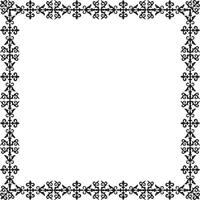 black monochrome square Kazakh national ornament. Ethnic pattern of Great Steppe vector