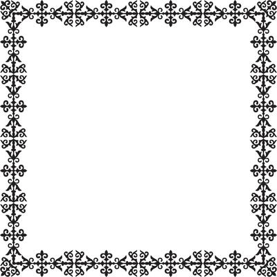 black monochrome square Kazakh national ornament. Ethnic pattern of Great Steppe
