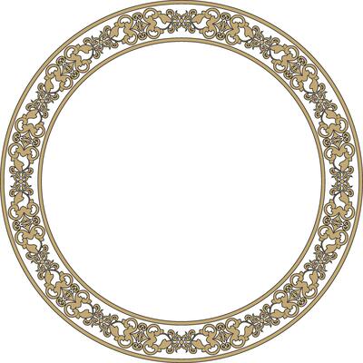 round gold and black ancient Russian ornament. Slavic border, frame. Circle, ring. Painting royal chambers.