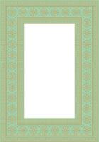 square gold with green ancient Russian ornament. Slavic rectangle, border, frame. Painting of the royal chambers vector