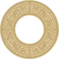 round golden border ornament. Native American framework, circle vector