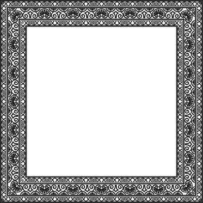 monochrome black square classic renaissance ornament. Endless european border, revival frame