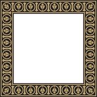 gold with black square classic byzantine ornament. Rectangle, border, Ancient Greece, Eastern Roman Empire frame. Decoration Orthodox Church vector