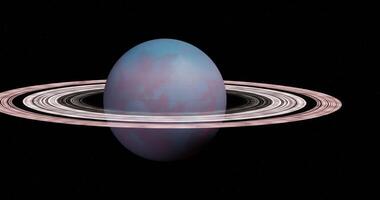 Blue-Ringed Planet in Deep Space Loop Animated video