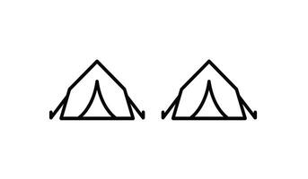 Two tents are shown in a black and white drawing vector