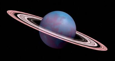 Orbital Elegance The Blue-Ringed Planet in Deep Space Loop Animated video
