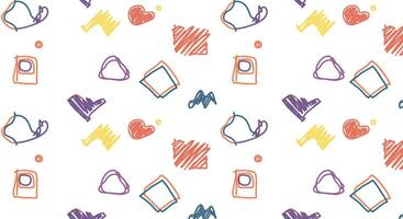 A colorful pattern with hearts and other shapes vector