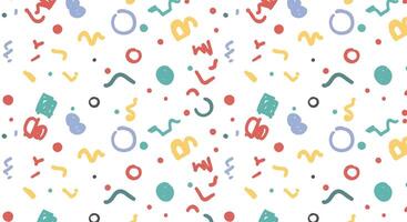 A colorful pattern with many different shapes and letters vector