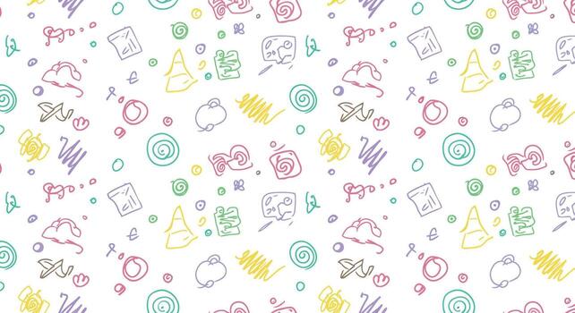 A colorful pattern with various objects on it vector
