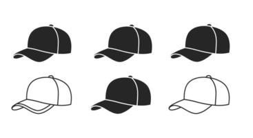 set of black Baseball hat logo icon design vector