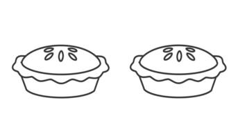 Two pies are shown in a line drawing vector