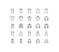 Minimalist Clothing Icons Set - Simple Flat Vect Illustrations for Fashion Apps and Websites vector