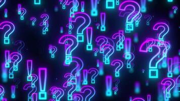 Glowing exclamation and question marks video