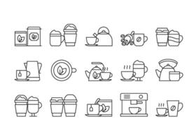 Minimalist Coffee and Tea Line Icons - Simple Vect Illustration for Beverage Design vector