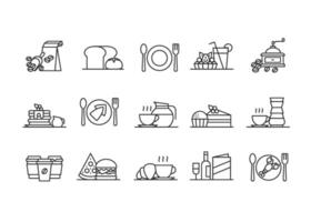 Minimalist Coffee Shop Vect Icons - Cafe Restaurant Sign Symbols Flat Design Illustration vector