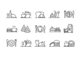 Minimalist Coffee Shop Vect Icons - Modern Cafe Sign Symbols, Restaurant Menu Elements, Flat Design Illustration vector