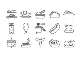Minimalist Fast Food Vect Icons - Clean Simple Junk Food Clipart Set vector