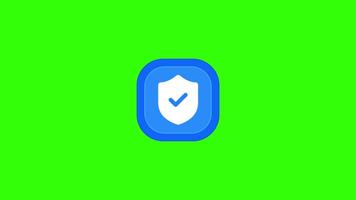 Shield Icon Animation on Green Screen Background, 2D Security and Protection Symbol Illustration for Safety and Modern Visuals in 4K video