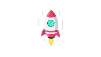 Rocket Flying in the Air 2D Animation, Business Startup Icon Illustration Representing Innovation, Growth, and Launch in 4K Resolution video