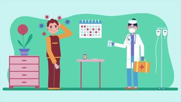 Doctor Talking to Patient in Hospital, 2D Medical Consultation Illustration Animation for Healthcare and Diagnosis in 4K Resolution video