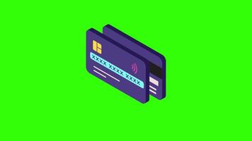 Credit Card Icon Animation on Green Background, 2D Financial Payment Symbol for Banking, Transactions, and Digital Wallet Services video