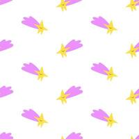 Seamless pattern. Falling star. Flat design. Illustration on white background. vector