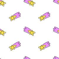 Kids seamless pattern with falling stars. Cute hand drawn design. Illustration o white background. vector