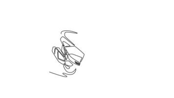 Animated self drawing of continuous line draw modern big scooter standing on white background. Ecological urban transportation. Stylish motorcycle for citizen mobility. Full length one line animation video