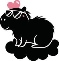 Capybara black silhouette illustration vector