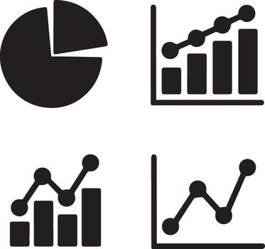 Business Data Visualization, A Silhouette Icon Set of Graphs and Charts vector