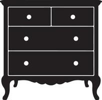 A black and white illustration of a dresser vector