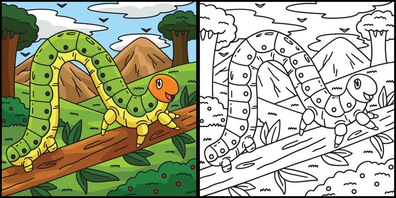 Insect Inchworm Animal Colored Illustration