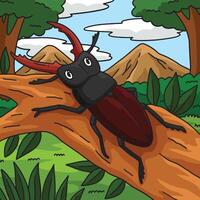Insect Stag Beetle Animal Colored Cartoon vector