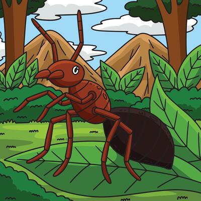Insect Red Fire Ant Animal Colored Cartoon