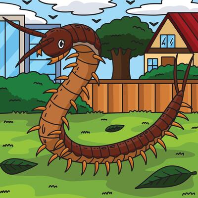 Insect Centipede Animal Colored Cartoon