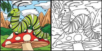 Insect Caterpillar Animal Colored Illustration vector