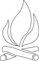 Campfire Log Line Art vector