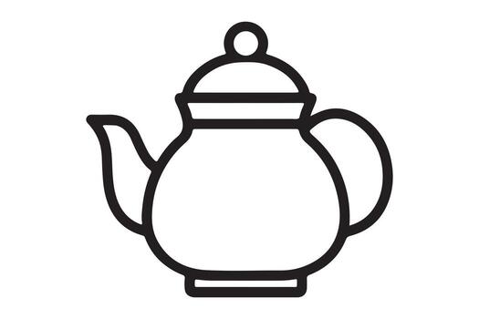 Simple black outline drawing of a teapot with a handle vector