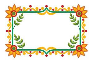 Vibrant Floral Mexican Fiesta Frame, Festive Design for Invitations, Joyful and Colorful Border for Celebrations vector