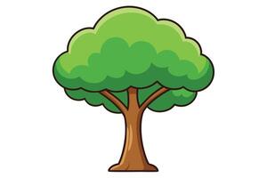 Charming Cartoon Tree Illustration A Cheerful Green Tree in a Whimsical Setting, Perfect for Childrens Books and Nature-Themed Designs vector