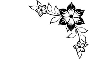 Elegant Black and White Floral Corner Design A Serene, Artistic Flourish for Invitations and Decorations vector
