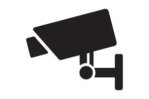 A black security camera on a white background icon image vector