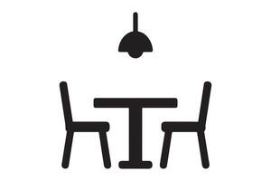 Black silhouette of a table with chairs and a lamp above vector