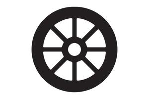 Black dharma wheel with eight spokes on a white background vector