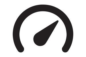 Black speedometer icon with needle pointing to the center vector